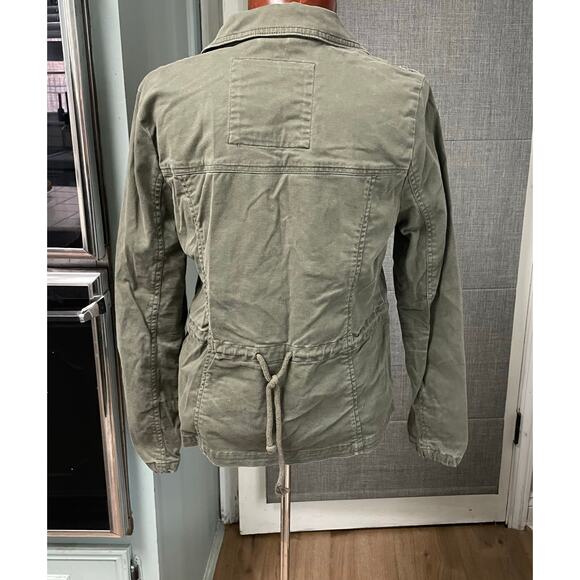 Y2K Hollister Olive Green Field Jacket Womens Medium Logo Utility Vintage - Picture 4 of 6